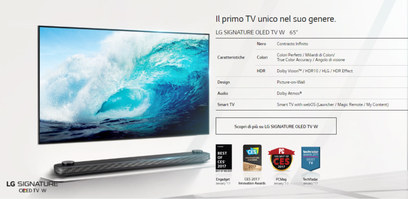 I TV OLED ultra-sottili LG W7 Smart TV