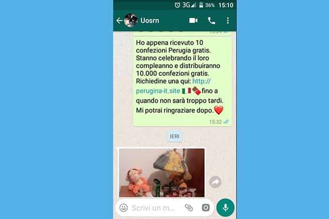 Attenzione Nuova truffa su WhatsApp dolciumi gratis