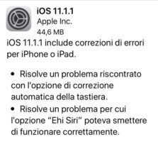 Apple iOS 11.1.1 rilasciato risolto problema con la tastiera