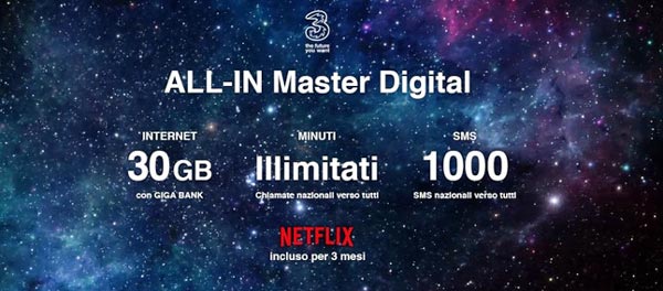 3 Italia annuncia ALL-IN Master Digital e Prime Digital
