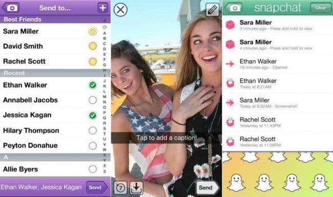 Snapchat una applicazione che permette di scambiarsi foto e video