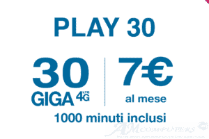 Offerta Tre Play 30 1000 Minuti e 30 GIGA