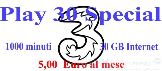 Play 30 Special 1000 minuti 30 Giga 5 euro mensili