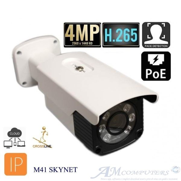 Telecamera IP POE Full HD 1080P 4.0 MPX FACE DETECTION lente varifocale 3.3-10.5 mm