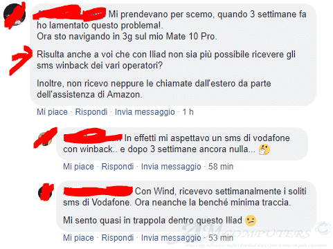 Iliad blocca sms Tim Wind Tre e Vodafone per tutelarsi