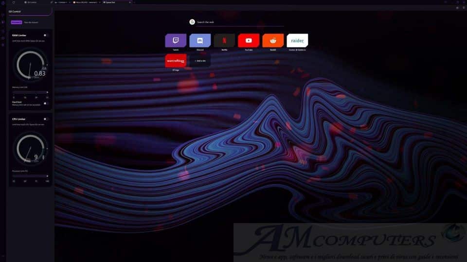 Opera GX browser da Gaming presentazione Ufficiale