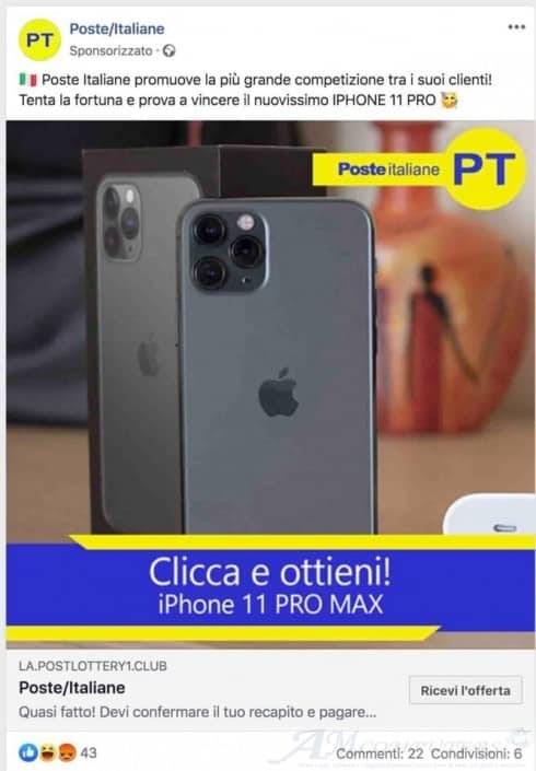 iPhone 11 Pro in regalo Attenzione nuova Truffa Online