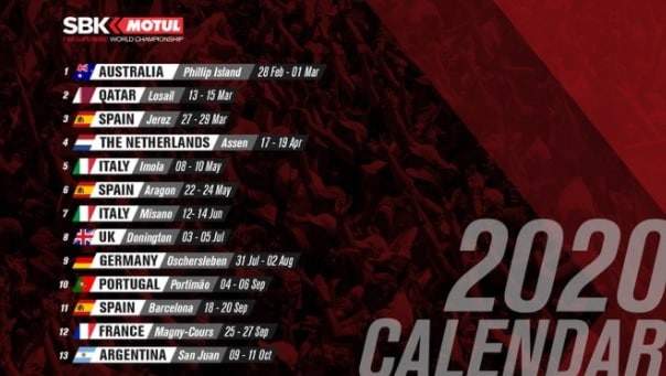 Superbike: calendario ufficiale del 2020