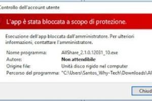 Applicazione è stata bloccata a scopo di Protezione