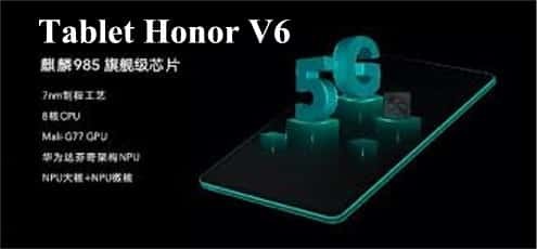 Tablet Honor V6 con supporto 5G Wifi 6