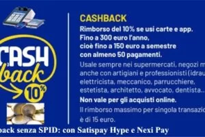 Cashback senza SPID: con Satispay Hype e Nexi Pay