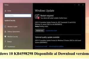 Windows 10 KB4598298 Disponibile al Download versione 1909