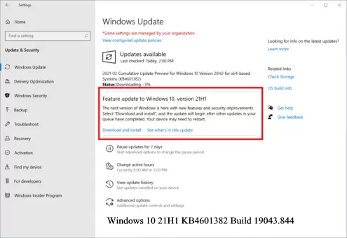 Windows 10 21H1 KB4601382 Build 19043.844