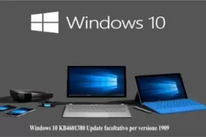 Windows 10 KB4601380 Update facoltativo per versione 1909
