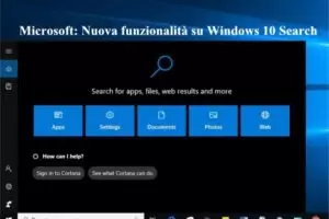 Microsoft: Nuova funzionalità su Windows 10 Search