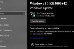 Windows 10 KB5000842 per la versione 2004 e 20H2