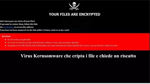 Virus Kernsomware che cripta i file e chiede un riscatto