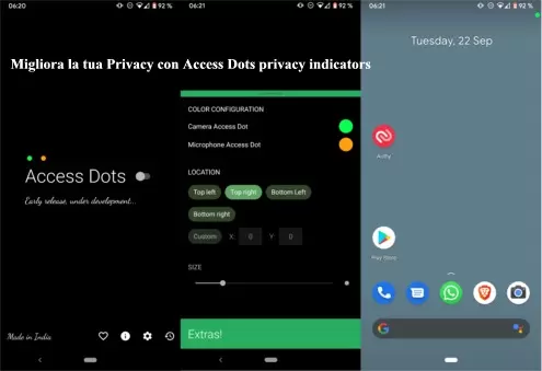 Migliora la tua Privacy con Access Dots privacy indicators