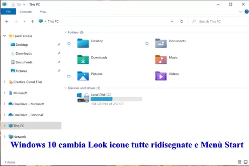 Windows 10 cambia Look icone tutte ridisegnate e Menù Start