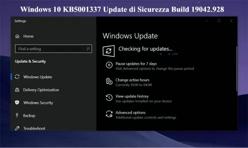 Windows 10 KB5001337 Update di Sicurezza Build 19042.928