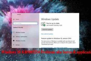 Windows 10 KB5003214 Problemi alla barra di applicazione
