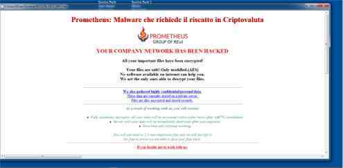 Prometheus: Malware che richiede il riscatto in Criptovaluta