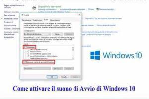 Come attivare il suono di Avvio di Windows 10