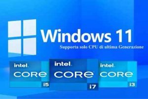 Windows 11 supporta solo CPU di ultima Generazione