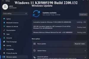 Windows 11 KB5005190 Build 2200.132 disponibile al Download