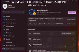 Windows 11 KB5005635 Build 2200.194 Disponibile