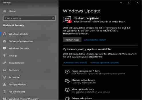 Windows 10 KB5005101 versione 21H1 v20H2 e 2004