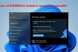 Windows 10 KB5005463 include le seguenti funzionalità