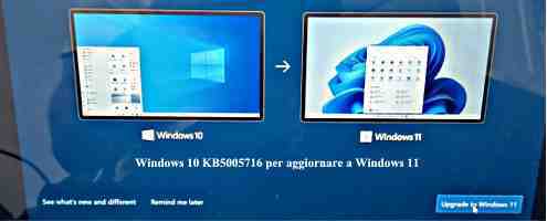 Windows 10 KB5005716 per aggiornare a Windows 11