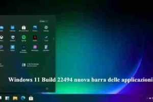 Windows 11 Build 22494 nuova barra delle applicazioni