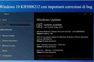 Windows 10 KB5008212 con importanti correzioni di bug