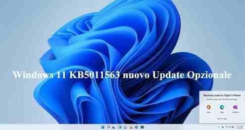 Windows 11 KB5011563 nuovo Update Opzionale
