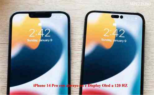 iPhone 14 Pro con always-on e Display Oled a 120 HZ