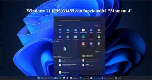 Windows 11 KB5031455 con funzionalità "Moment 4"